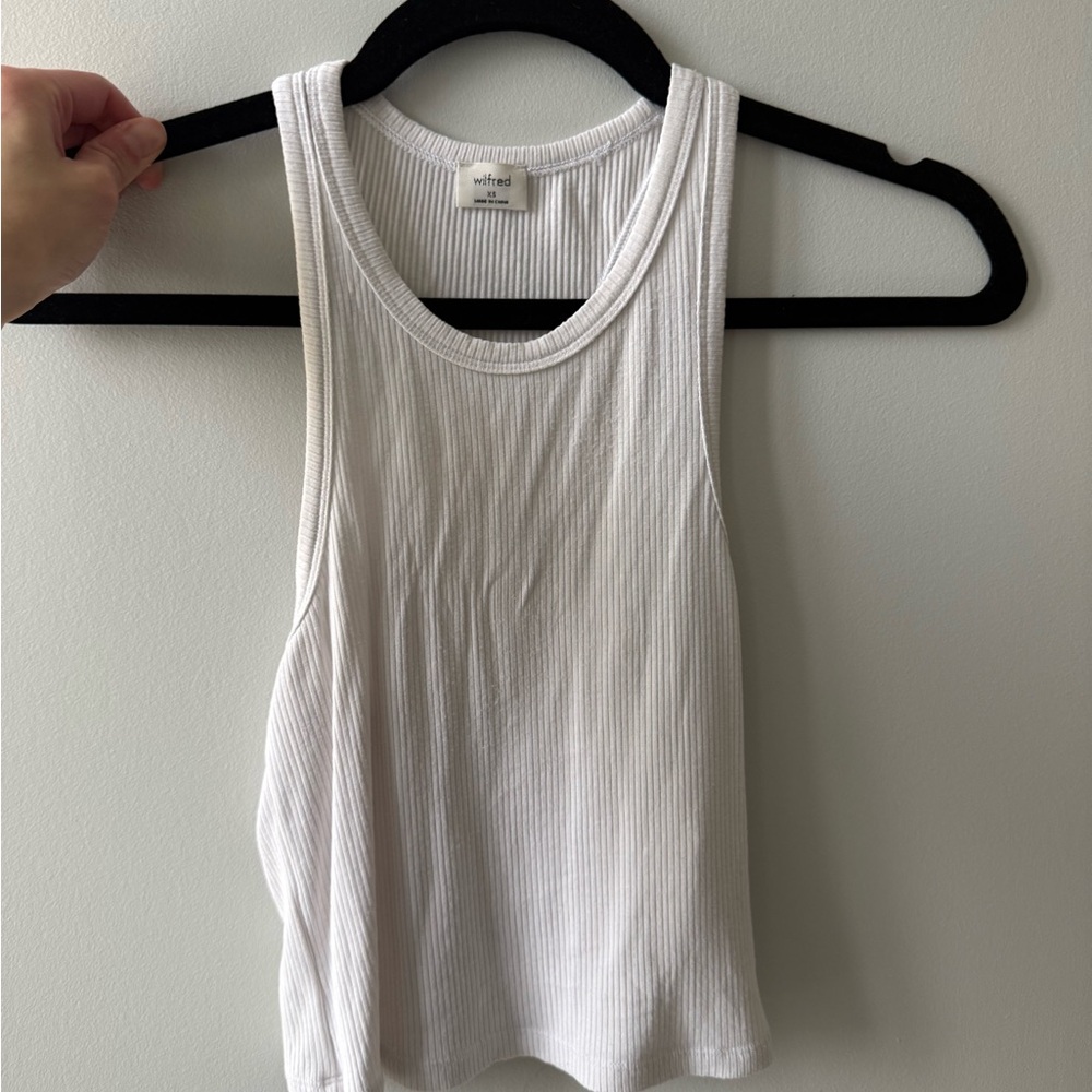 Wilfred White Ribbed Sleeveless Tank - Slim Fit